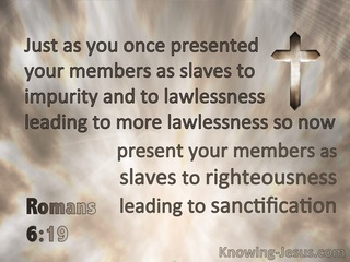 Romans 6:19 Present Your Members As Slaves To Righteousness (brown)